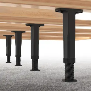 4 PCS 8.3"-14.5" Adjustable Bed Frame Support Legs, Frame Center Slats Heavy Support Leg, Durable Furniture Support Legs for Frame Sofa Dresser Table, Furniture Replacement Parts