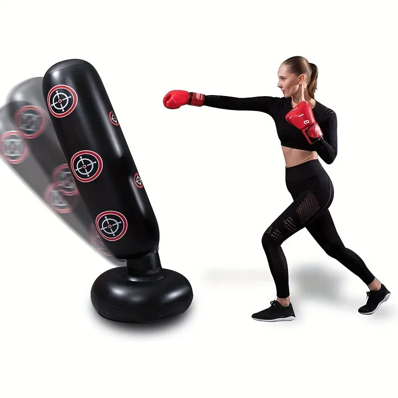 Adult PVC Fitness Thickened Inflatable Boxing Post, Stress Relief Water-Filled Sandbag, Upright Design, 160cm, Inflatable Punching Bag, Boxing Training Equipment, Boxing Training Gear