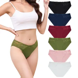 LEVAO Women's Cotton Bikini Panties Lace Cheeky Underwear for Women Breathable Soft Underwear Women 6 Pack S-XL SpringStatements