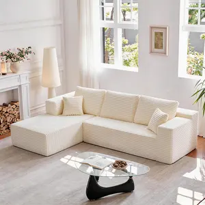 【2 Packages Shipping】Modular Sectional Sofa L-Shape Couch with Chaise，Flexible Configuration Flexible Module Combination for Living Room, Boneless Comfort No Assembly 3 Seater