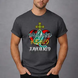 ❤️🖤💛 Blessed & Highly Favoured Heart Graphic UNISEX Tee | Faith Inspired Statement Shirt ✝️