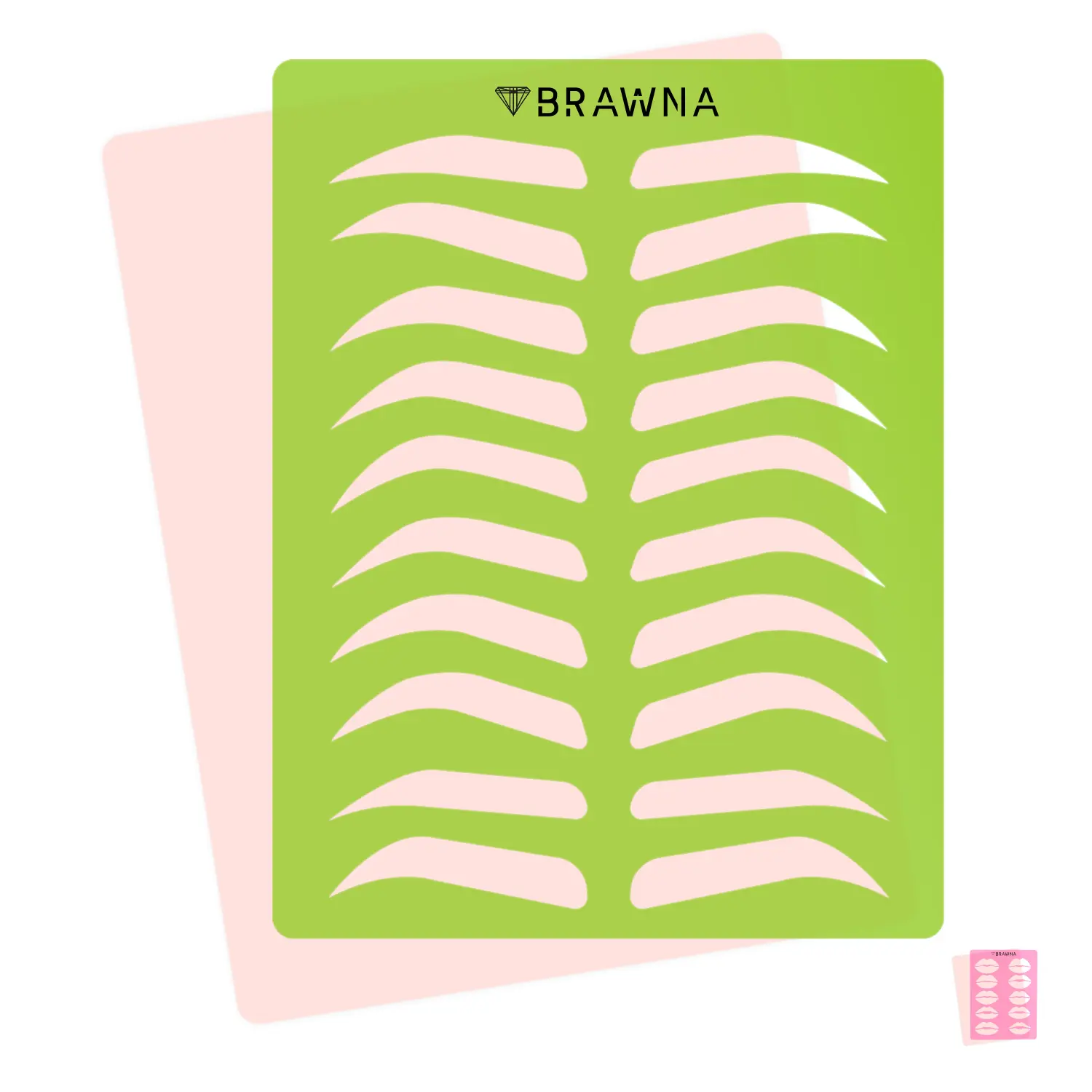BRAWNA - Eyebrow Practice Stencil with PMU Practice Skin - Tattoo, Microblading Supplies