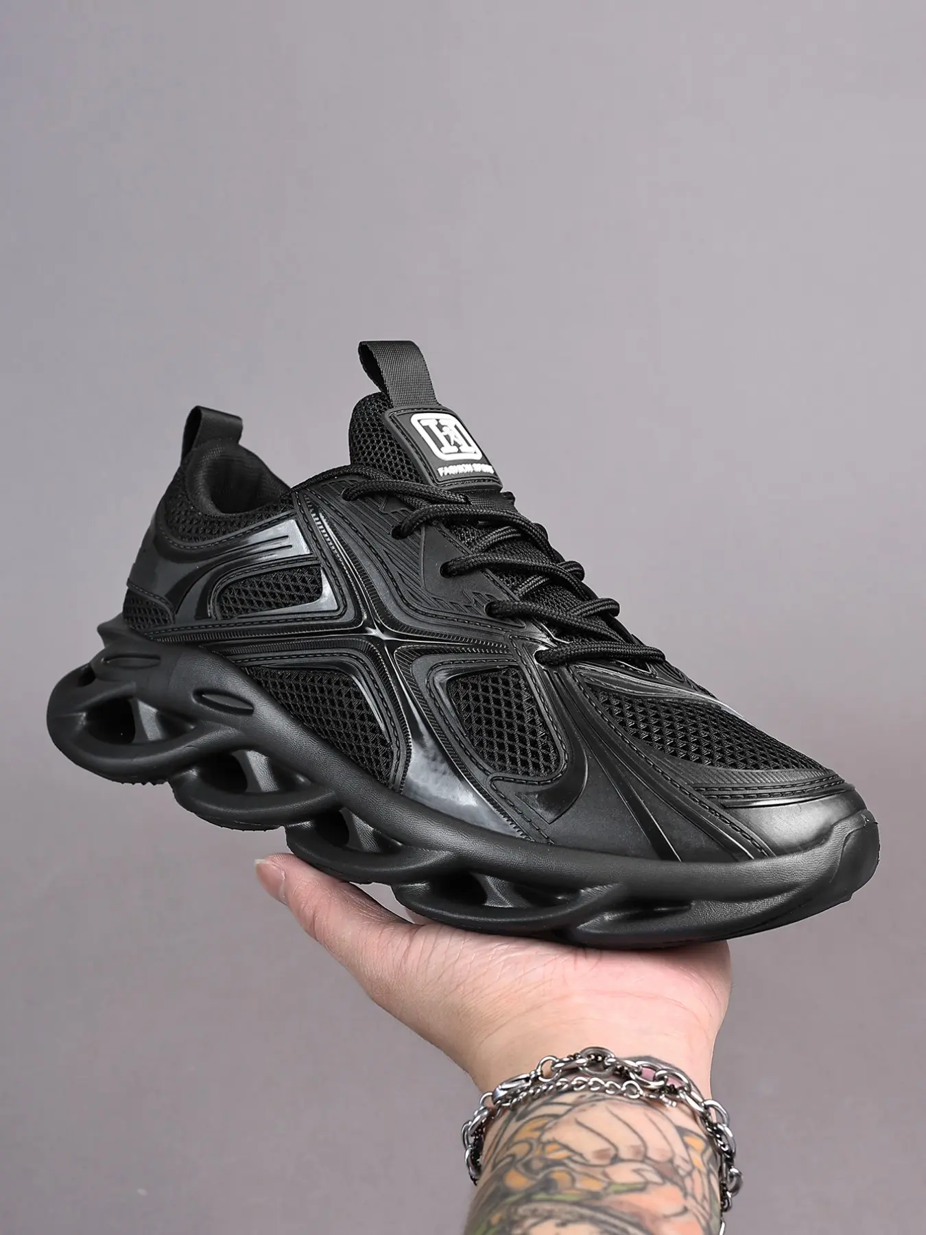 Men's Futuristic Dad Sneakers, Breathable Mesh Upper, Sporty Style, PU Leather, Eva Sole, All Seasons, Urban Functional Fashion