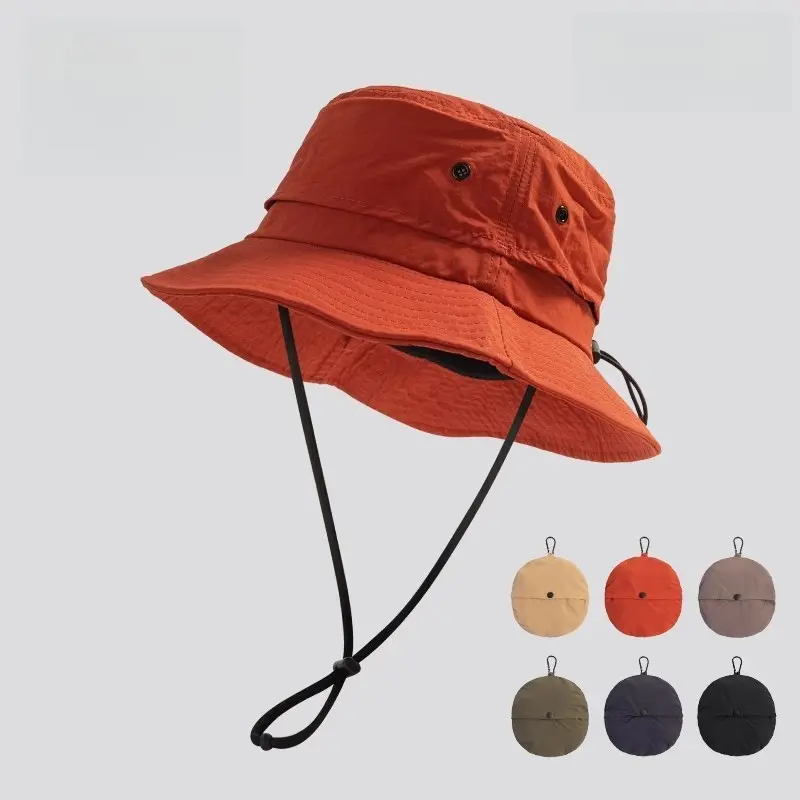 Custom Sun Protection Wide Brim Bucket Hat Quick dry Summer Man Women Anti UV Caps Sun Protection Breathable Fisherman Hat Camp