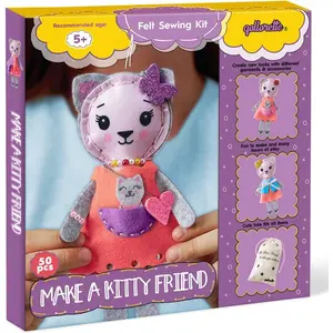 Felt Sewing Kit for Children, Make Your Own Kitty Toy, Kids' Craft Kit - Make A Friend Sew Kit - Beginner Sewing Kit for Kids, Learn to Sew & Play