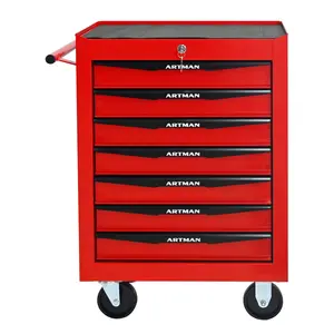 Rolling Metal Tool Chest with 7 Drawers, 20" 7-Drawer Tool Chest Cabinet with Ball Bearing Drawer Slides, Steel Tool Storage Box Organizer -Red&Black RR