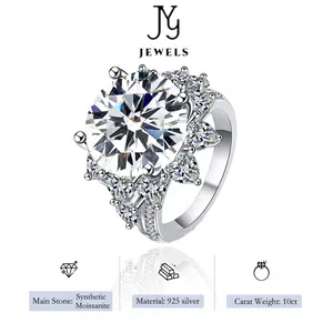 【JYJZZ194】Synthetic Moissanite S925 Silver 10 CT Sunflower Fashion Luxury Design Ring, Women Jewelry Gifts, Wedding Engagement Rings, Birthday Gifts.
