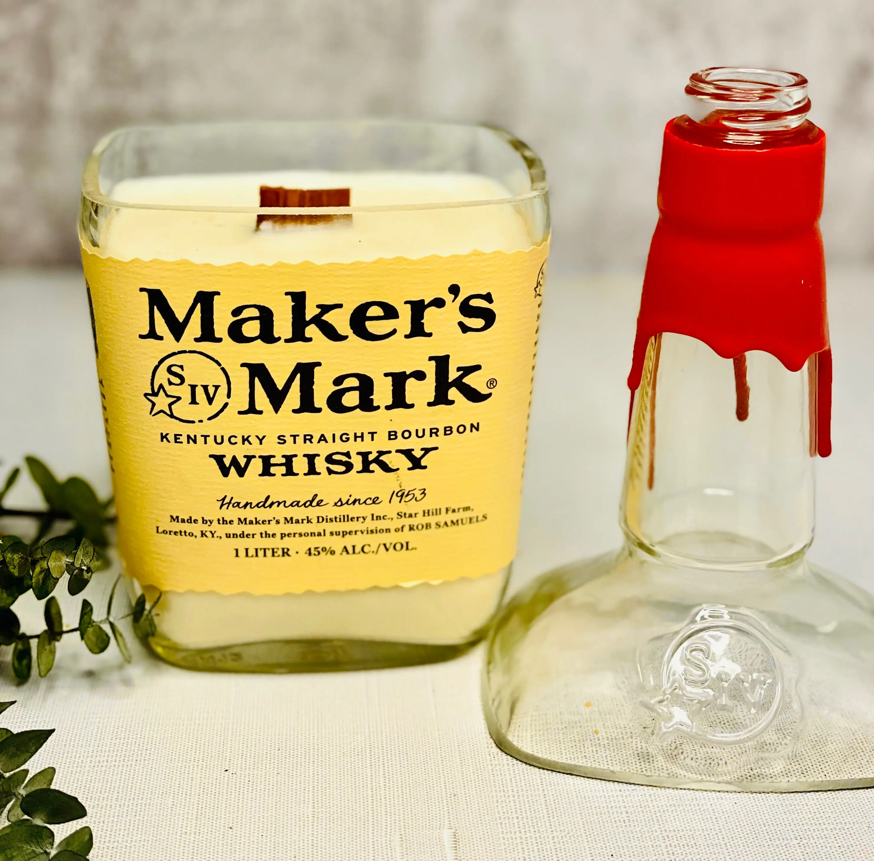 Whiskey candle - old fashioned scent - makers mark -  Liquor Bottle Candle - soy wax