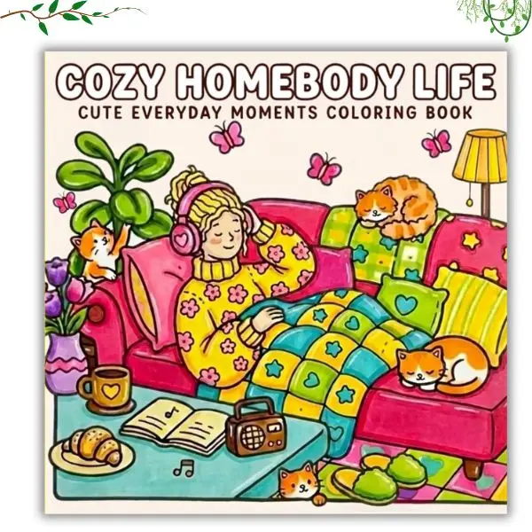 Cozy Homebody Life Coloring Book for Adults & Teens | 40 Bold Easy Cozy Girl Pages for Relaxation, Stress Relief & Hygge Vibes