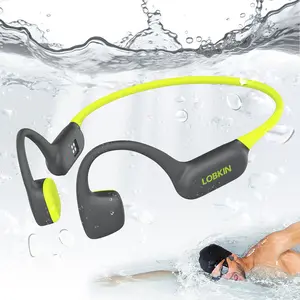 LOBKIN Bone Conduction Headphones,Bluetooth 6.0 Swimming Headphones Wireless, IPX8 Waterproof 32G Memory Open Ear Earphones with Microphone, 8H Playtimes for Hiking,Running,Swimming,Cycling