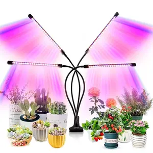 4 Heads Grow Light for Indoor Plants - Upgraded Version 80 LED Lamps with Full Spectrum & Red Blue Spectrum, 3/9/12H Timer, 10 Dimmable Level, Adjustable Gooseneck, 3 Switch Modes
