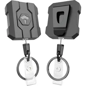2-Pack Retractable Badge Holders with Belt Clip, Heavy Duty Carabiner ID Clip Reel, 32" Steel Cable, 10oz Rebound, Key Attachment