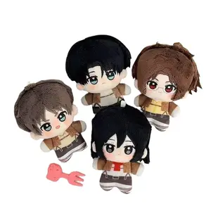 Attack on Titan Levi Hange Eren Mikasa 10cm Plush Doll Cute Cartoon Stuffed Toy Gift Keychain Pendant