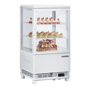 l 2.1 Cu.Ft. Desktop Beverage Refrigerator - Glass Door Mini Fridge for Soda & Beer - Modern White Display Cooler for Office, Bedroom, Gaming Room - 110V US Plug