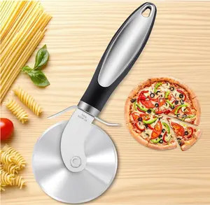 Classic Pizza Wheel with Sharp Blade For Cutting Through Crusts, Pies and More, Built In Finger Guard for Safety and Comfort Grip to Protect Fingers, Dishwasher Safe, 8.4-Inch, Black