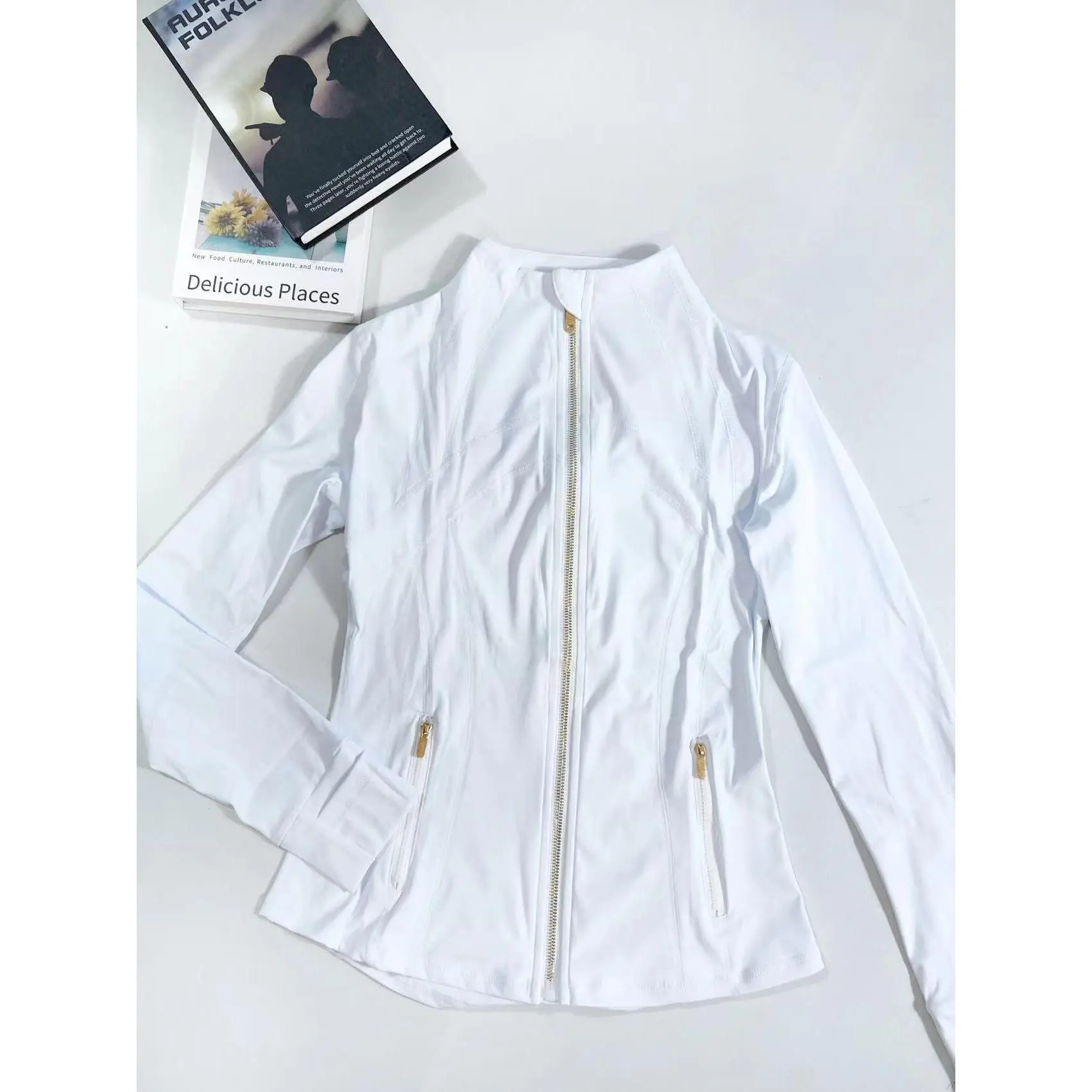Pure platinum zipper long jacket