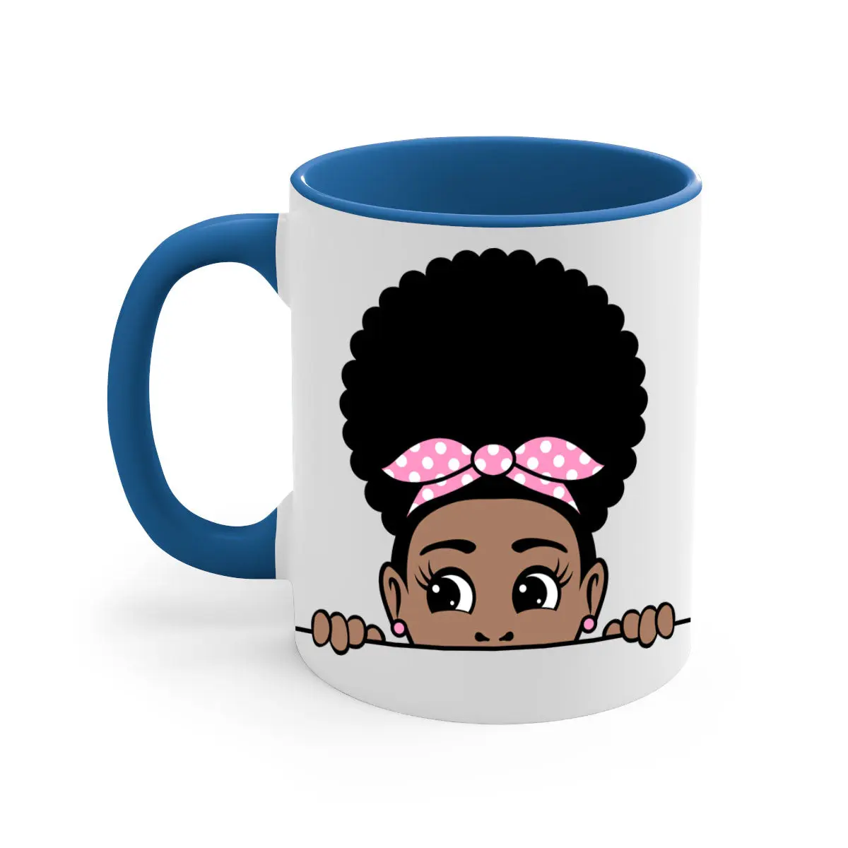 afro puff bandana girl peekaboo 85#- Black women - Girls-Mug / Coffee Cup Ceramic Drinkware