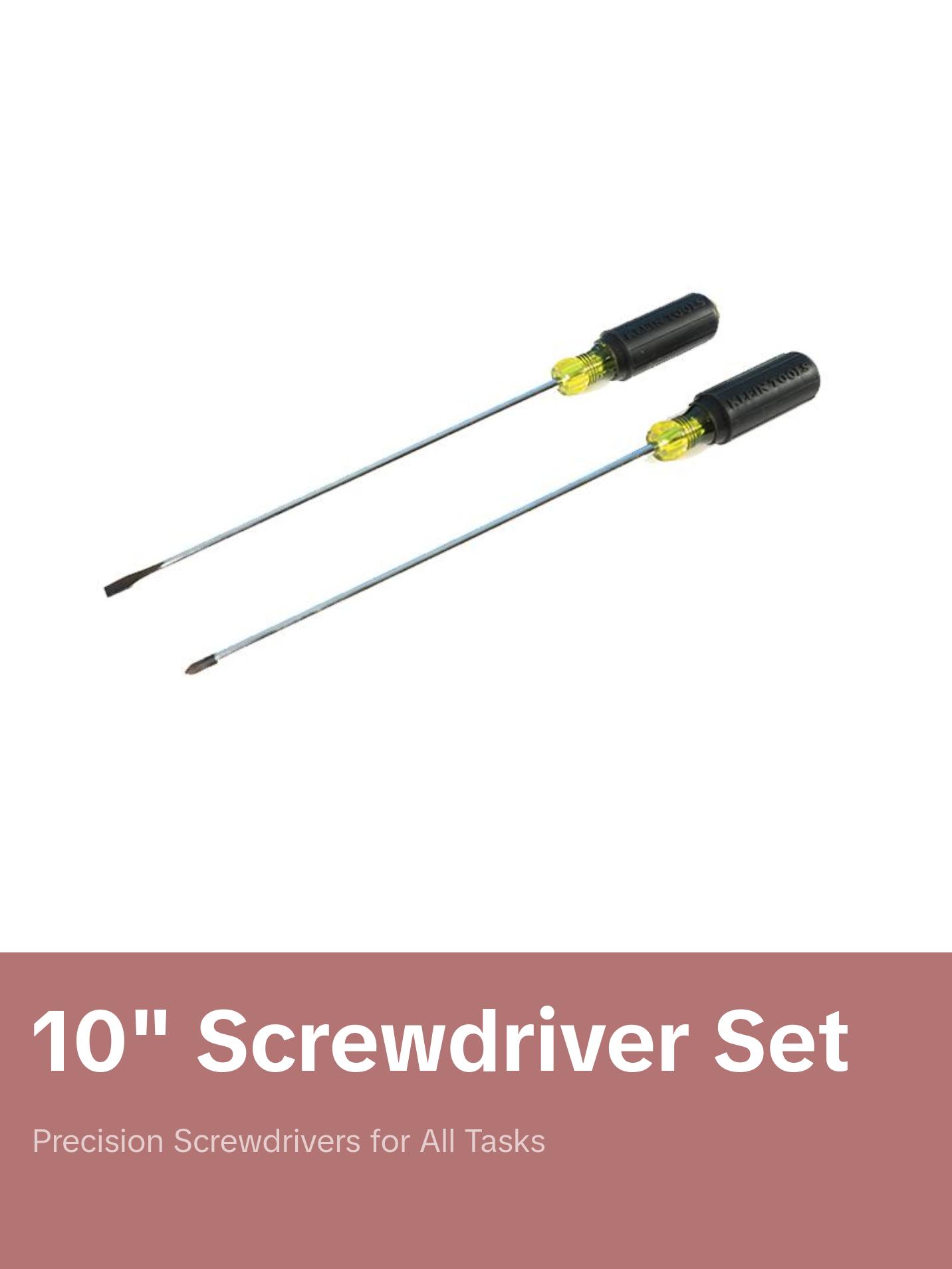 Klein Tools 85072 10" Long Blade Screwdriver Set, 2 Piece