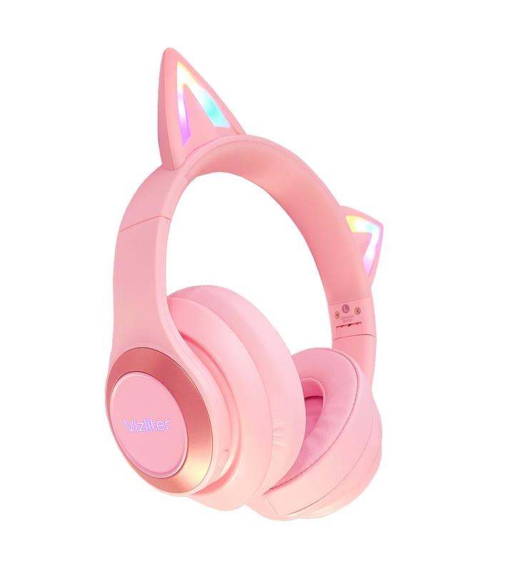 Vizliter Cat Ear Bluetooth Headphones, TWS Deep Bass Wireless Over-Ear ...