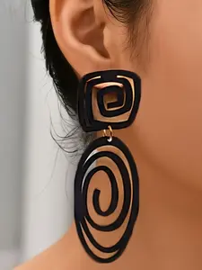 Elegant Line Twist Oval Square Dangle Earrings, Fashionable Ear Jewelry for Daily Wear & Parties, Unique Style Accessories, Fashion Jewelry Party