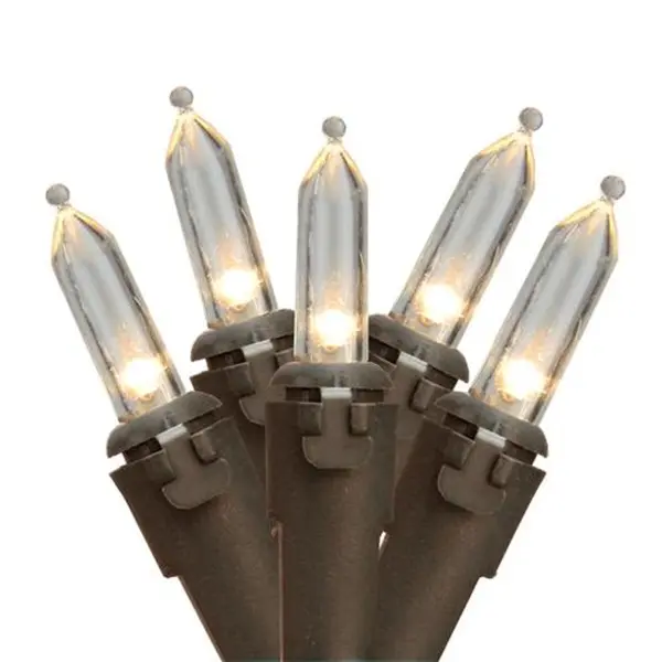 Brite Star  68 ft. Brown Wire Clear Mini Christmas Light Set, 300 Count