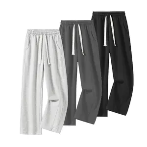 Men's Solid Fashion Sweatpants Versatile Year-Round Wear Ideal for Autumn and Winter in Grey Charcoal and Black