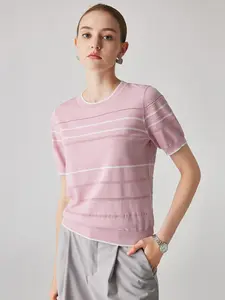 COMOBOCA Women's Relaxed Fit Striped Knitting Wear - Lightweight & Soft