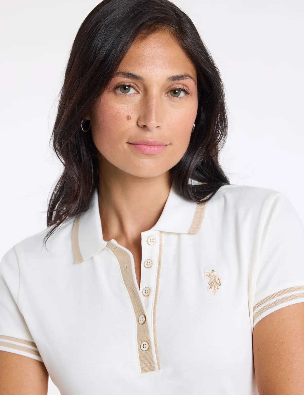 ENAMEL BUTTON TIPPED POLO SHIRT