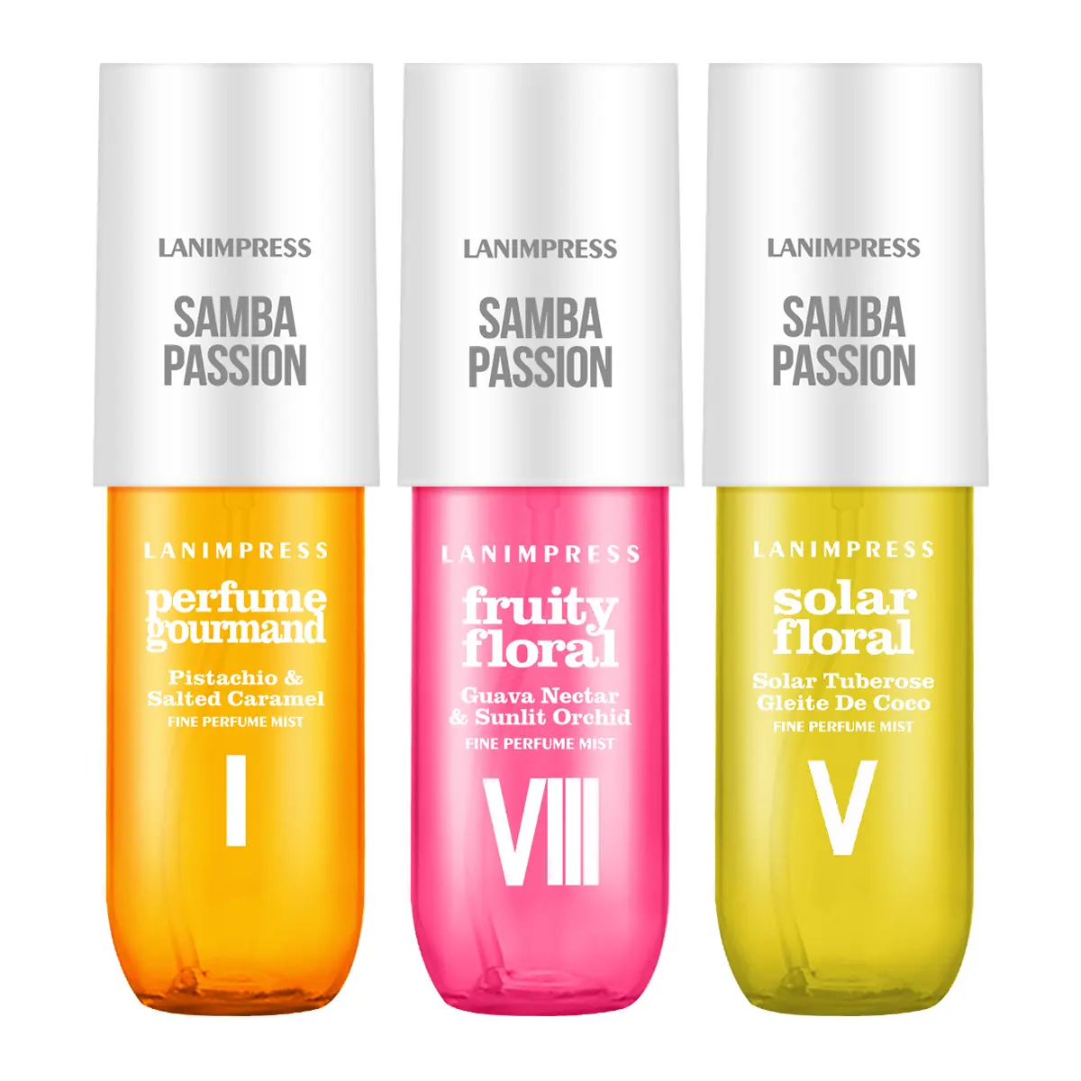Lanimpress Body & Hair Fine Perfume Mist, 3 Different Notes of Women Fragrance, Long-Lasting Spray, 3.0 FL.OZ Each, Gourment Flavor & Florality Type