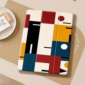 Creative patchwork checkered pattern, adjustable stand and pen slot, foldable non-slip TPU protective case, suitable for Samsung, iPad mini, iPad Air, iPad Pro/iPad 10th generation, 11th generation and other iPad models.