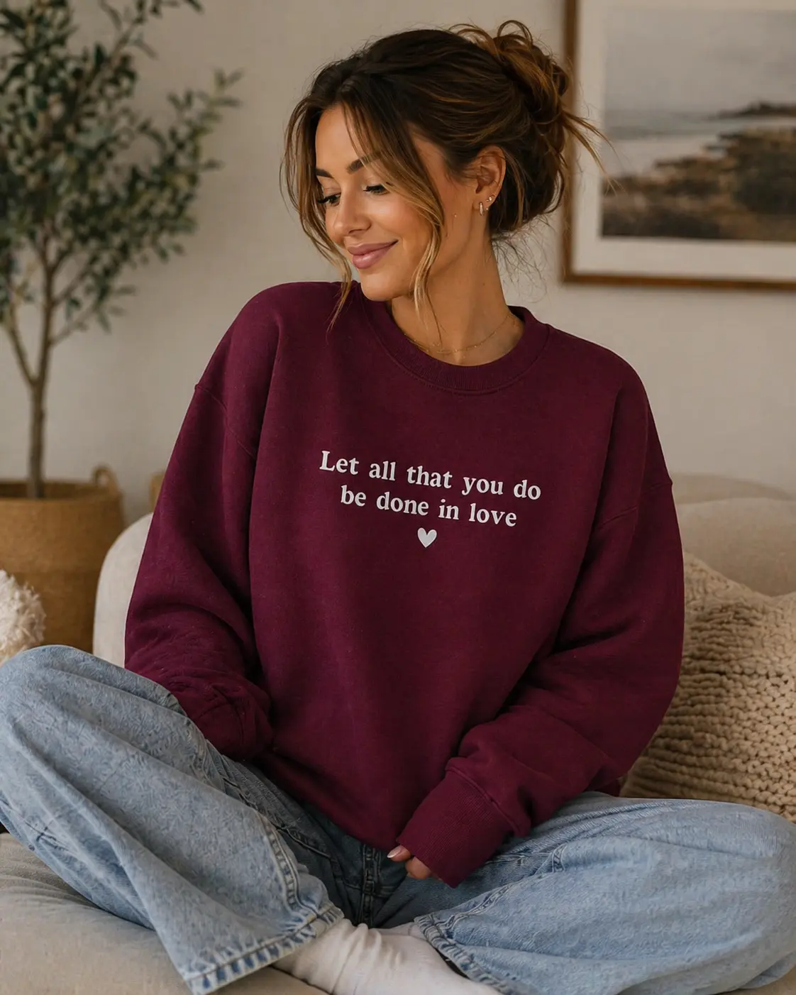All in Love Crewneck Embroidered, Church Crewneck, Bible Verse Sweatshirt, Worship Crewneck