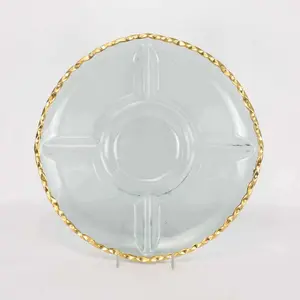 Gold Trim Chip and Dip Plate