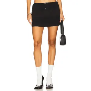 Alexander Wang Mini Deconstructed Polo Skort in Black Overdyed Stripe