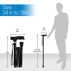 4 Section Ultra Lightweight Adjustable Folding Walking Stick with Rubber Tip - Telescopic Hiking & Climbing Trekking Pole for Seniors & Youth, Aluminum Alloy Ergonomic Design, Mountaineering Accessories