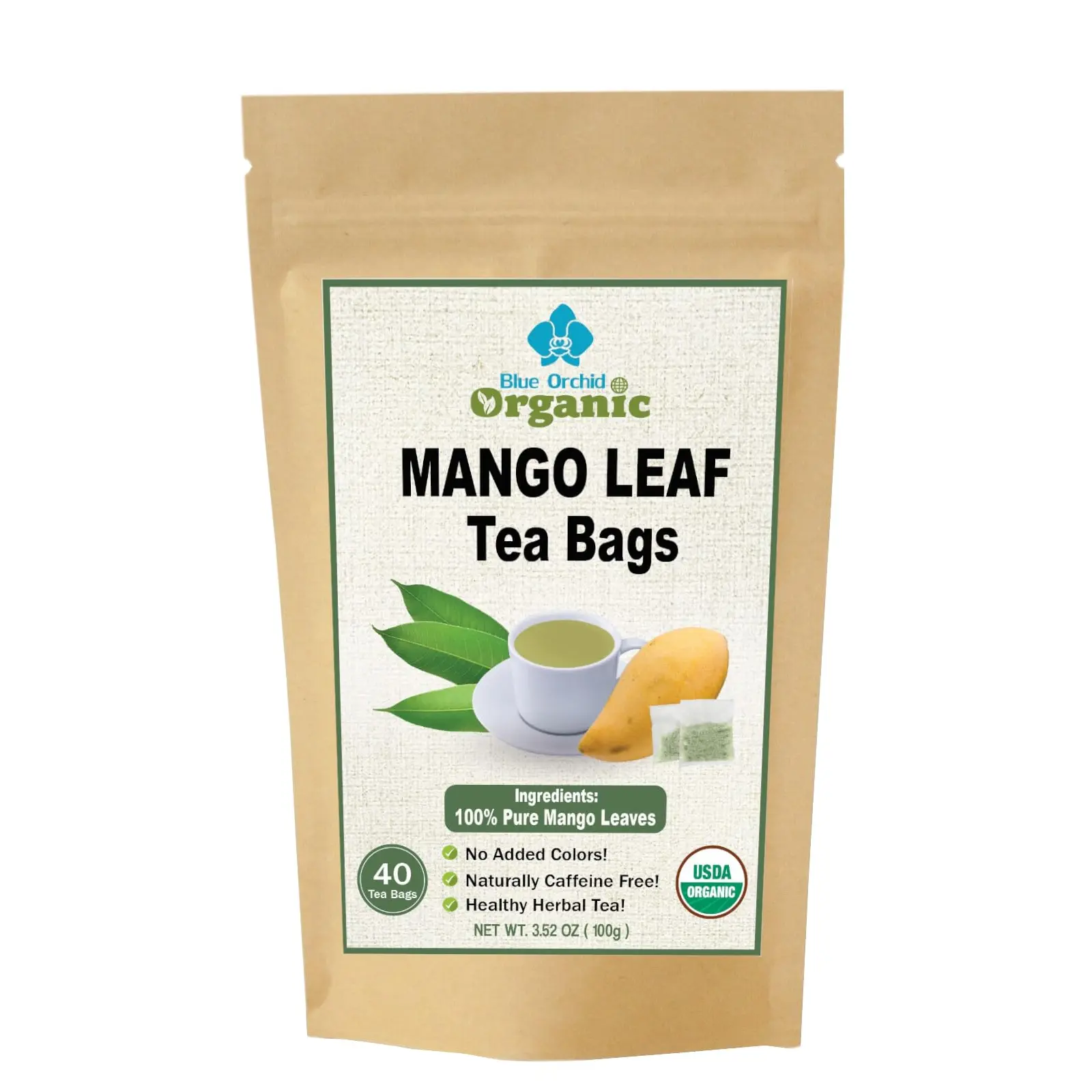 Organic Mango Leaves for Tea – Premium Hand-Picked Young Green Leaves – Eco-Farmed Small Batch – Pure Dried Fruit Tree Leaves – Vegan & Non-GMO