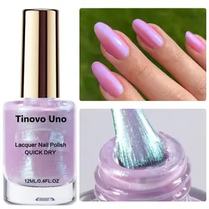 Tinovo Uno Shell Purple Glitter Bead Nail Polish 12ml, Natural Drying,No-Bake Quick-Dry Formula, Glossy Long-lasting Shine, Salon Effect, Lasting and Convenient, Nail Art, Manicure