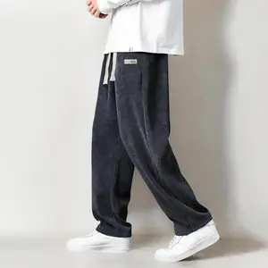 Men's autumn and winter corduroy straight leg pants, trendy high street versatile casual loose long pants, men's style