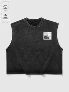 Men's Loose-Fit Sleeveless Cropped T-Shirt, Breathable Moisture-Wicking Cotton Fabric for Summer, Stylish and Comfortable Casual Wear