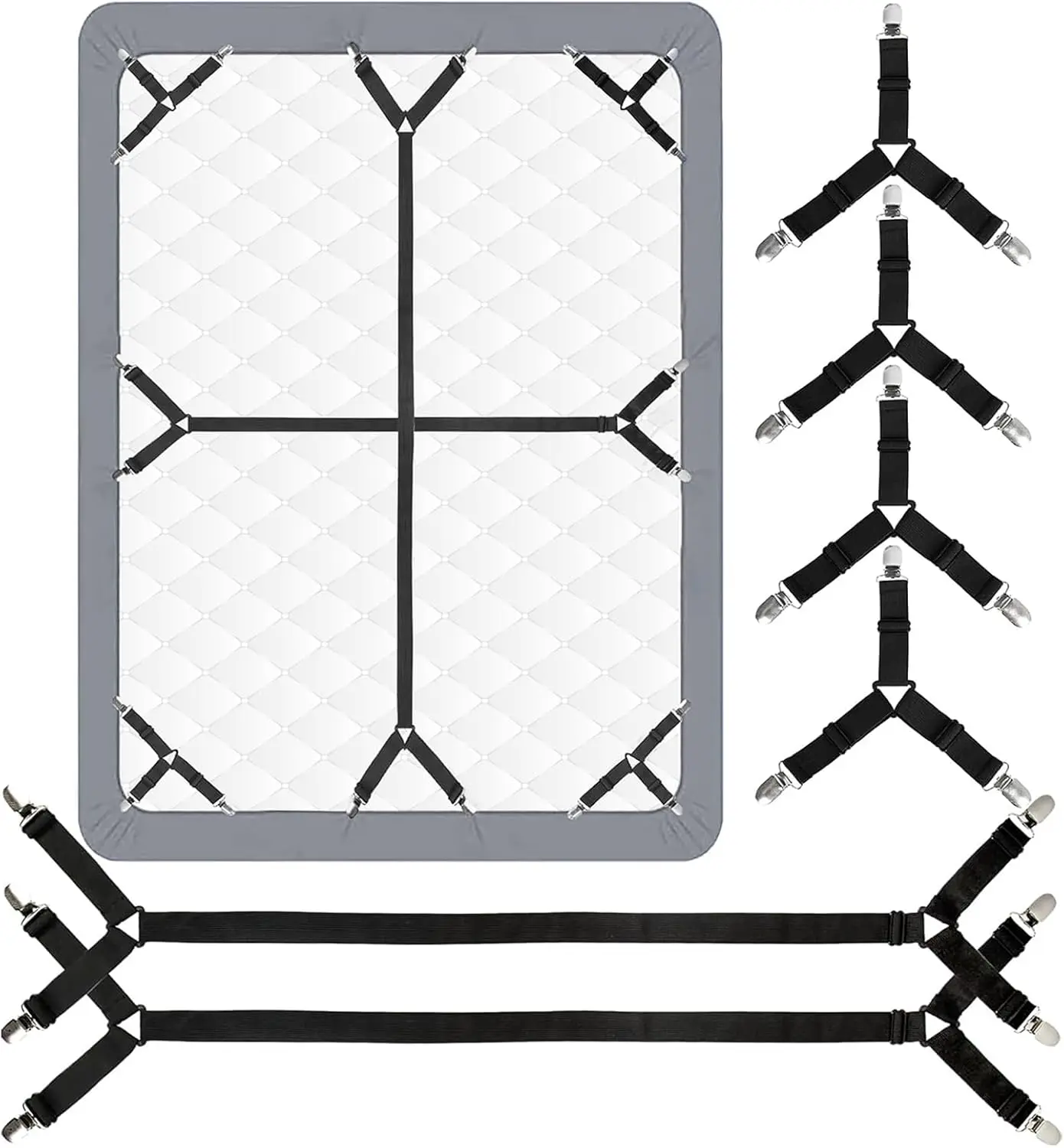 6PCS Bed Sheet Straps Fitted Sheet Straps Adjustable Sheet Clips Fits Mattresses Enhance Your Sleeping Experience heavy duty