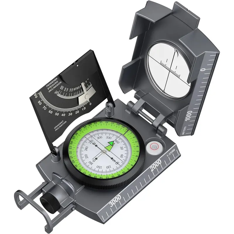 High Accuracy Compact Portable Military Sighting Compass - Waterproof Unisex Multifunctional Survival Tool with Carry Bag, Inclinometer, Sighting Line Aim, Slope Angle Read for Hiking, Backpacking, Outdoor Activities