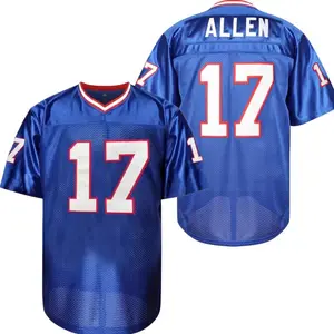 Men'S #17 Blue Football Jersey - Heavyweight V-Neck Sports Shirt with Number 17 & Name Tag Back Print, All-Season Comfort Fit for Team Training, Games, Casual & Holiday Events (Halloween/Christmas/Easter) - Breathable Athletic Apparel for Men