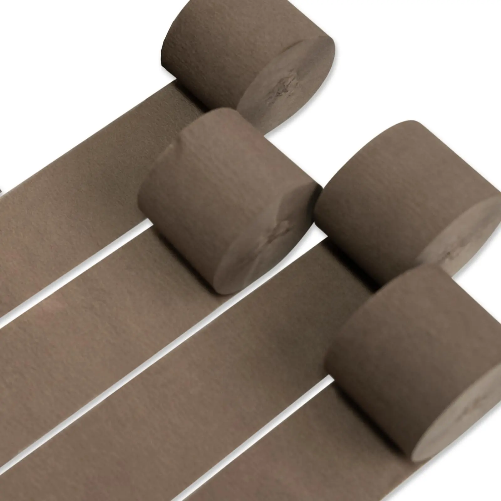 PartyWoo Thick Brown Crepe Paper Streamers, 4-Piece 328ft Boho Neutral Party Supplies, Decor for Birthday, Anniversary, Wall & Door Decorations, Wedding Home Accents, Doors