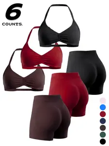 Women's Sporty Two-Piece Set, Sleeveless Halter Top, High Waist Pants, Breathable Sportswear and Fitted, Perfect for Gym and Daily Wear