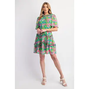 Charlotte Dress - Elegance Statement Wing Sleeves Chic Sexy Casual Fit Spring Summer Womenswear Ruffles Multicolor Comfort Bohemian Boho Crewneck