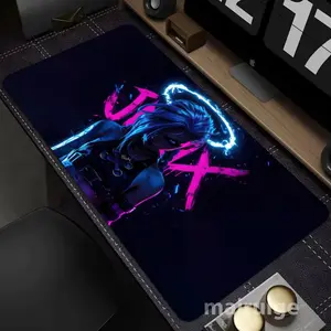 1 XXL Oversized Gaming Mouse Pad League of Legends Jinx Anime-Themed Gaming Design Mouse Pad Rubber Anti-Slip Thickened 3mm Washable Mouse Pad Computer Office Decorative Accessories Gamers' Top Gift Choice Suitable for Laptops, Desks, and Office Mouse Pad