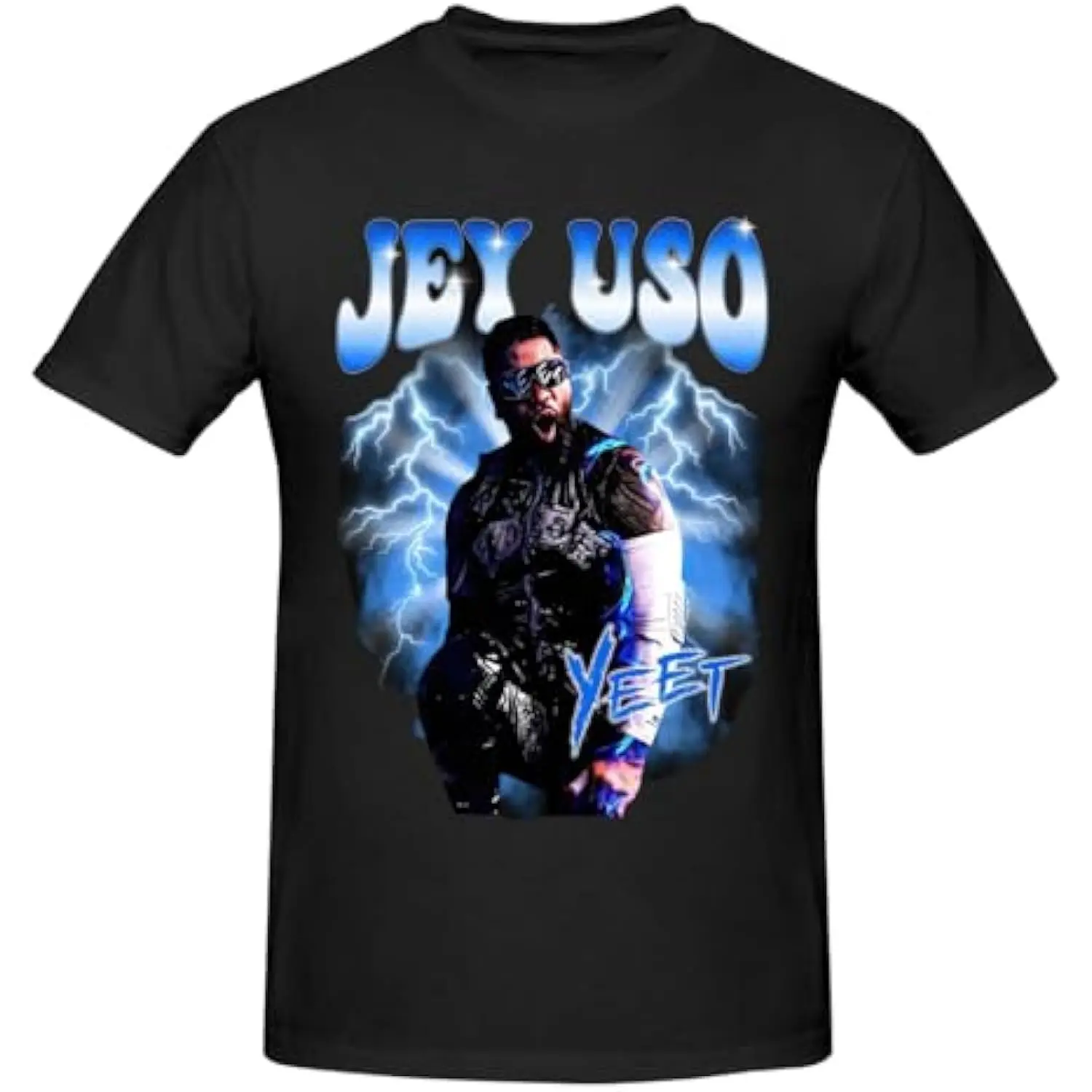 Women's Cotton Round Neck Short-Sleeve T-Shirt - WWE Jey Uso "Yeet" Wrestling Print, Casual Fan Top for Everyday Wear, Women's Clothes