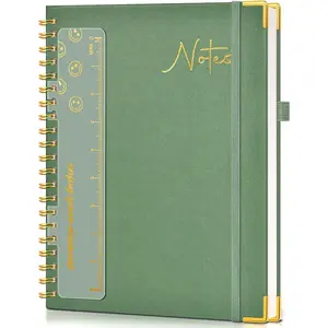 Hardcover Spiral Notebook Journal 8.5" x 11", A4 Large Leather Notebooks for Women Men, Lined College Ruled Notebook, 50 Sheets/100 Pages, Spiral Bound Journals for Work School Note Taking, Green