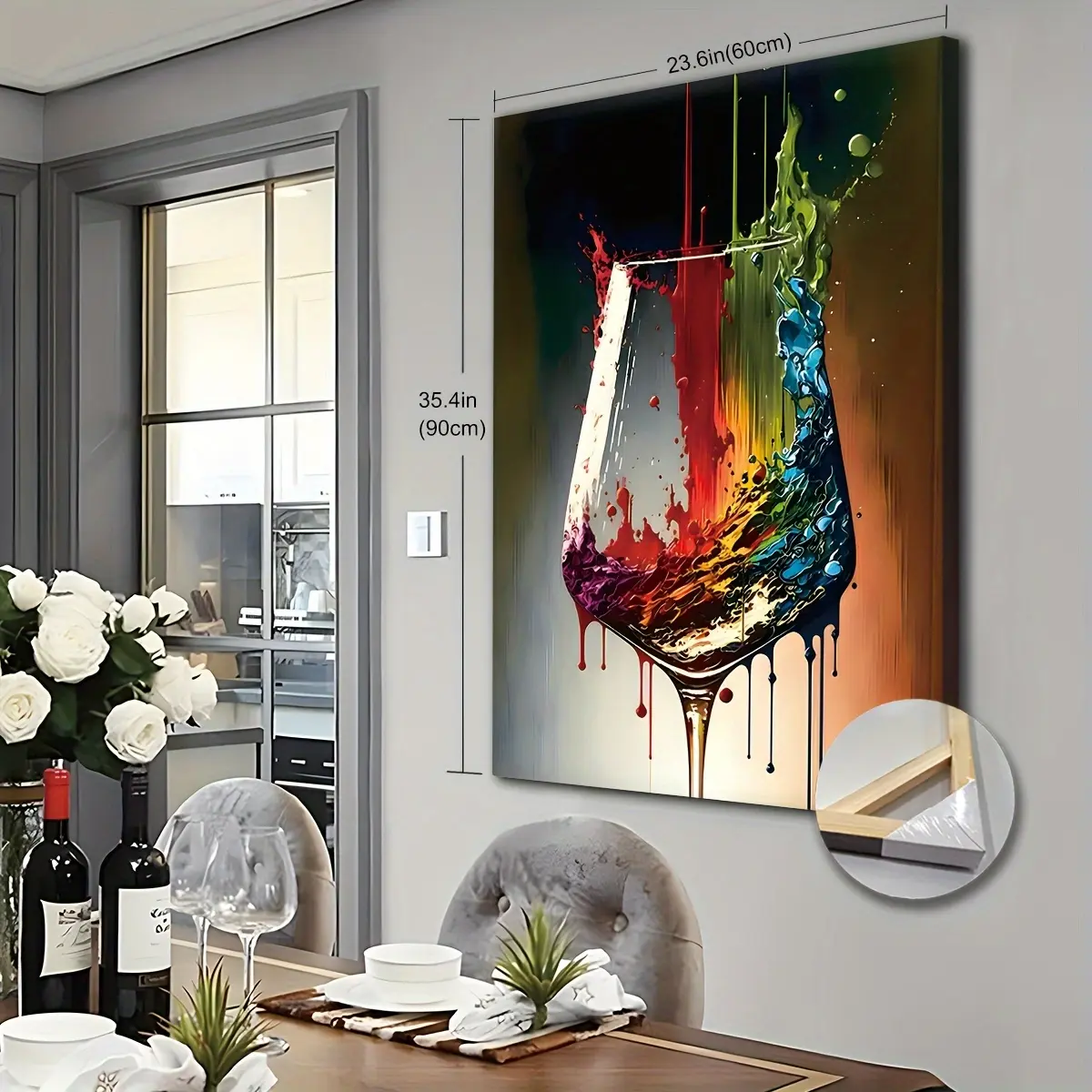 8x8 Bold Abstract Canvas Wall Art Print - Artistic, Wooden Framed, UV-Resistant Ink, Colorful Style, Premium Wood Home Decoration, Ready-to-Hang for Living Room, Kitchen, Ideal Gift Idea