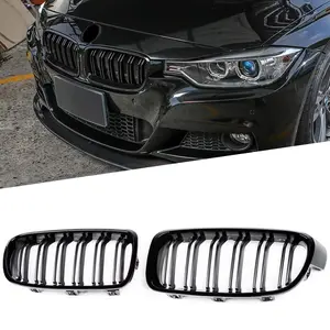 Gloss Front Bumper Kidney Grille Dual Slat Grill for Bmw 3 Series F30 F35 320i 328i 330i 335i 2012-2018, Stylish Car Vehicle Accessory