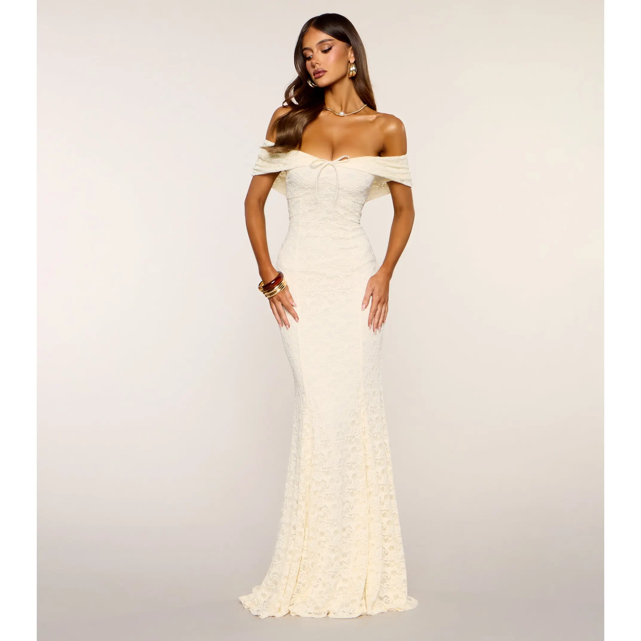 Juliette Off Shoulder Lace Formal Dress